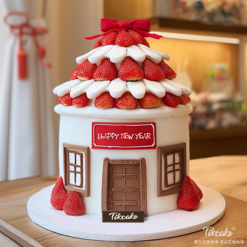 原创2026新年主题翻糖鲜奶蛋糕（四）