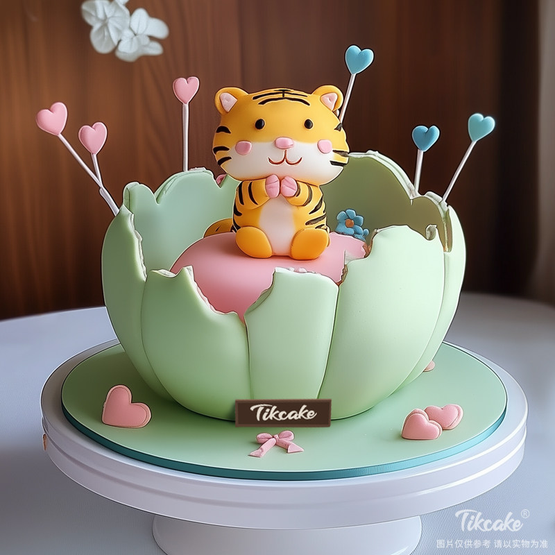 原创十二生肖虎主题翻糖鲜奶蛋糕（三）