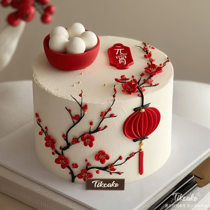 原创2026新年主题翻糖鲜奶蛋糕（九）