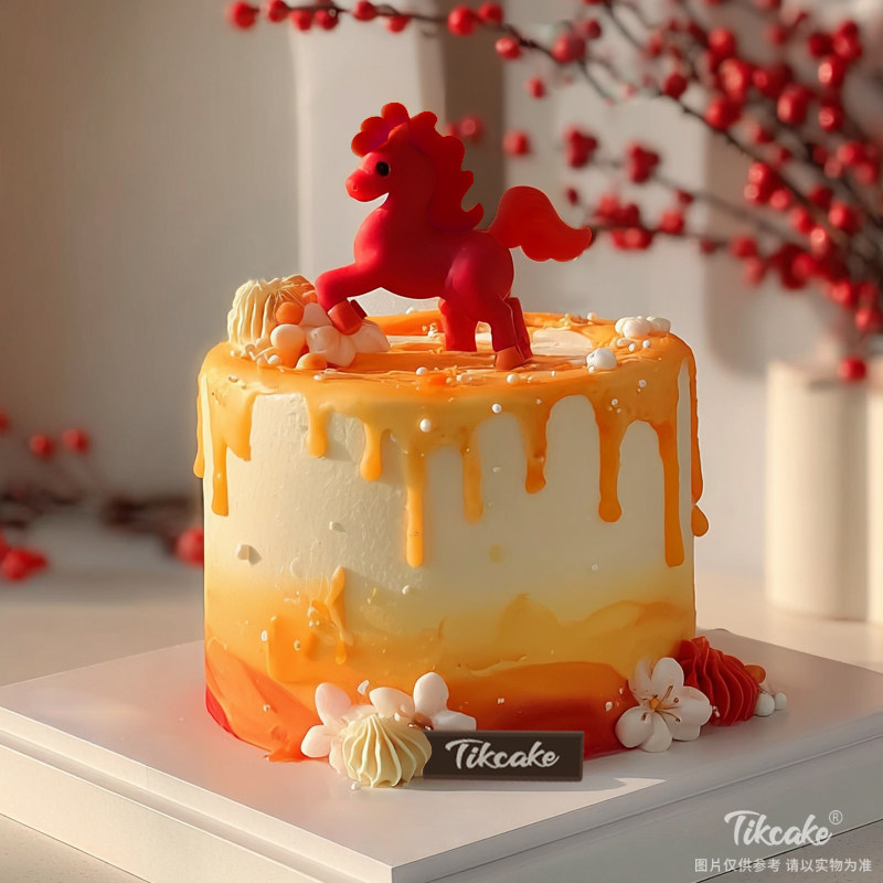 原创十二生肖马主题翻糖鲜奶蛋糕（七）
