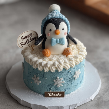 原创“小企鹅”主题翻糖鲜奶蛋糕