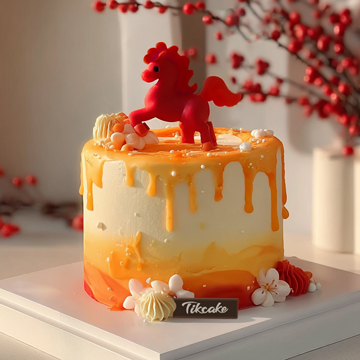 原创十二生肖马主题翻糖鲜奶蛋糕（七）