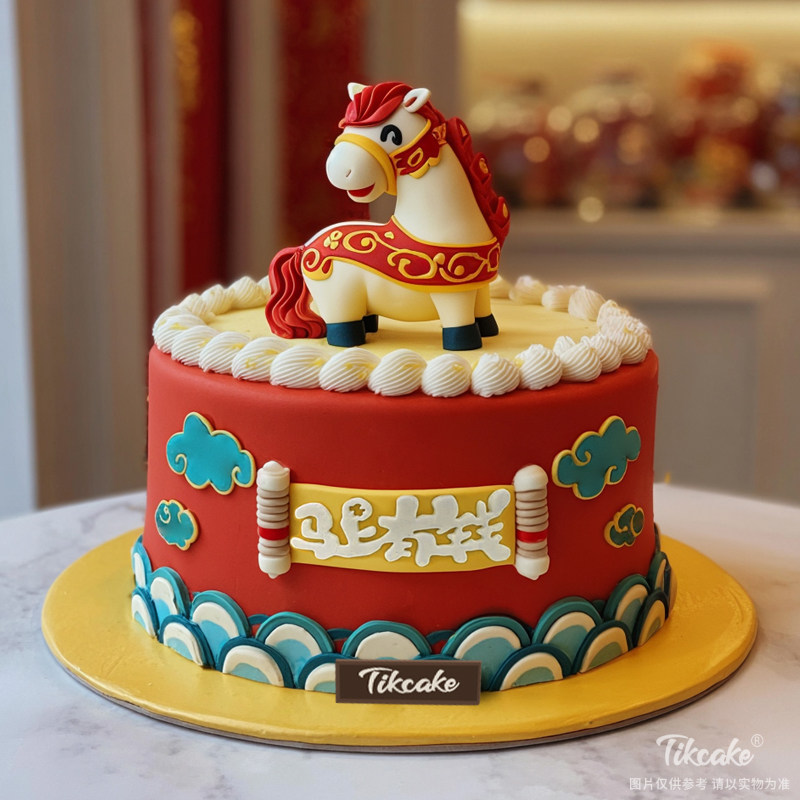 原创十二生肖马主题翻糖鲜奶蛋糕（七）