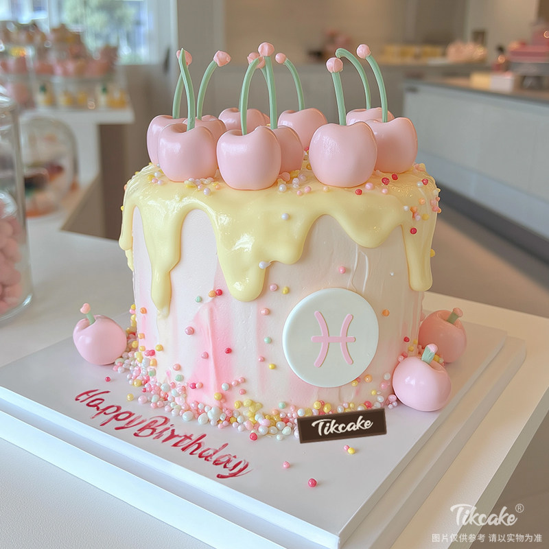 原创双鱼座主题翻糖鲜奶蛋糕六（2.19-3.20）
