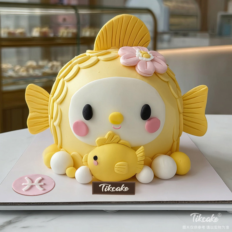 原创双鱼座主题翻糖鲜奶蛋糕七（2.19-3.20）