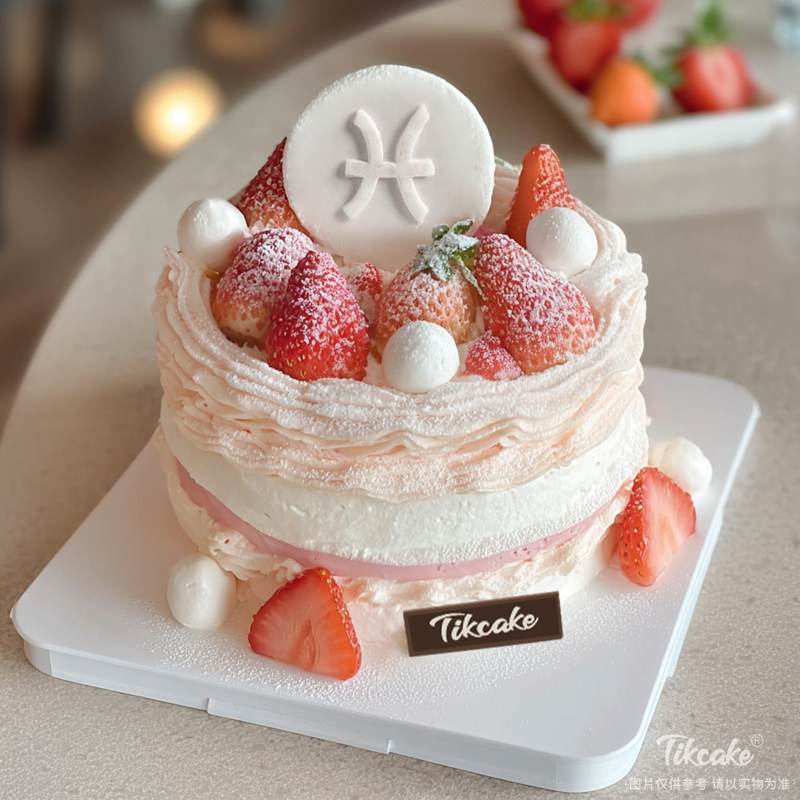 原创双鱼座主题水果鲜奶蛋糕三（2.19-3.20）