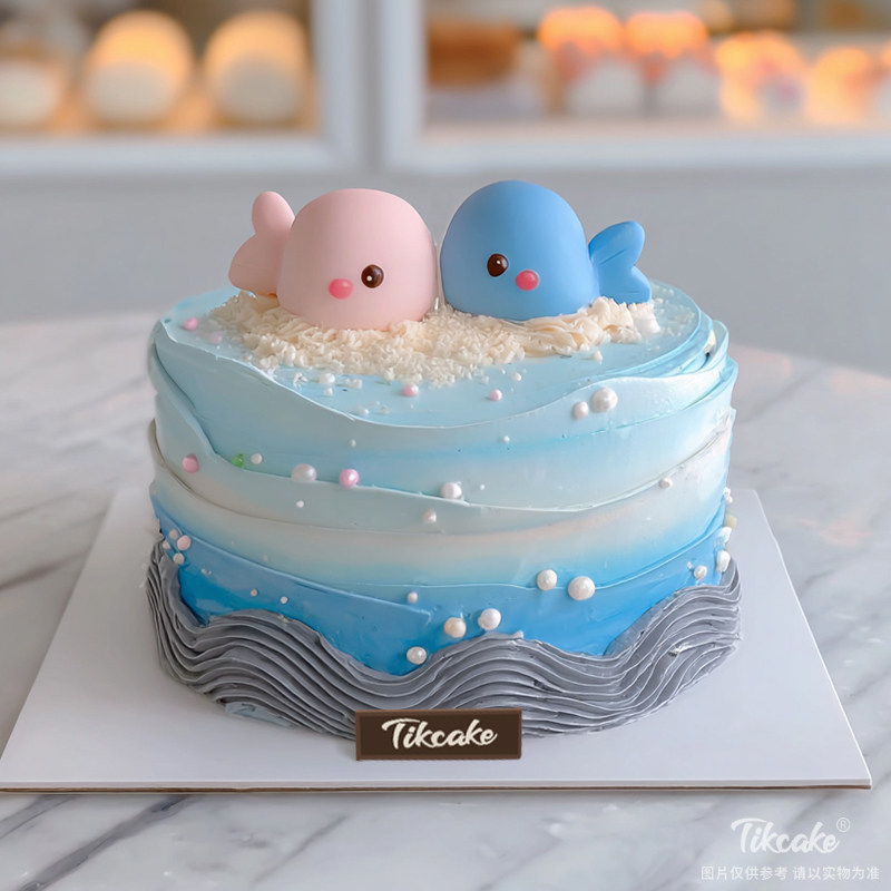 原创双鱼座主题翻糖鲜奶蛋糕十二（2.19-3.20）