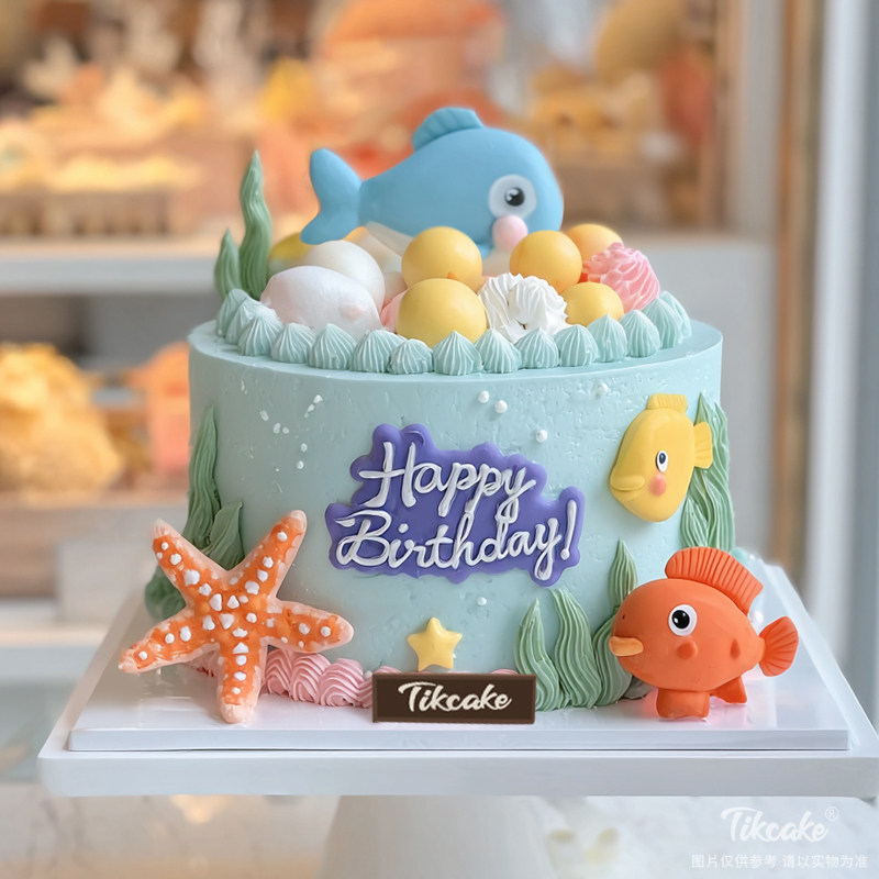 原创双鱼座主题翻糖鲜奶蛋糕十六（2.19-3.20）