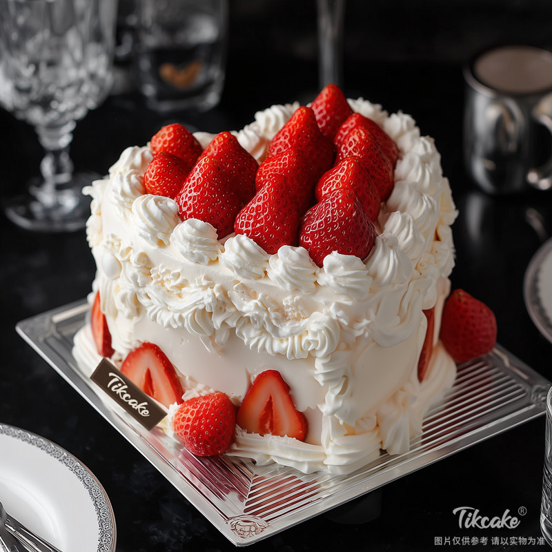 原创爱心主题草莓鲜奶蛋糕