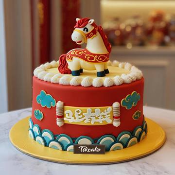 原创十二生肖马主题翻糖鲜奶蛋糕（八）