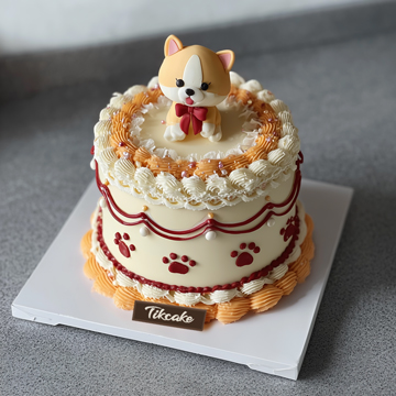 原创十二生肖狗主题翻糖鲜奶蛋糕（二）
