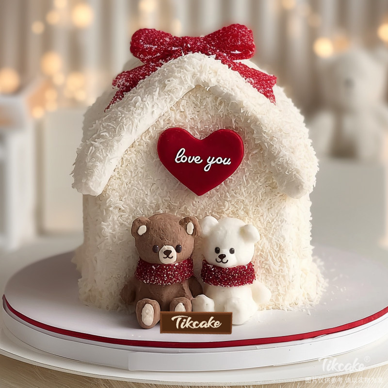 原创可爱小熊主题翻糖鲜奶蛋糕（三）