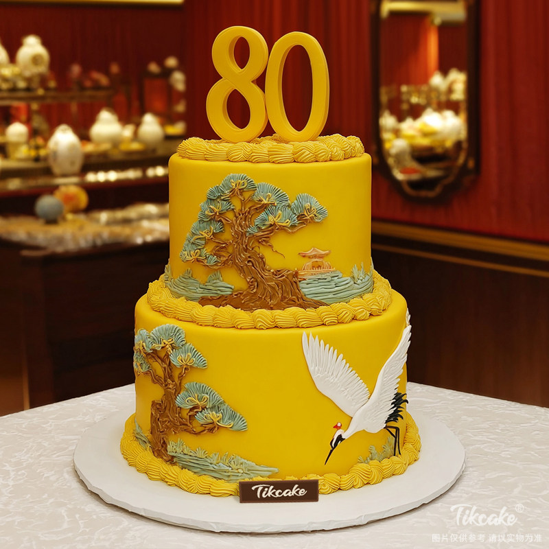 原创双层祝寿主题翻糖鲜奶蛋糕（四）