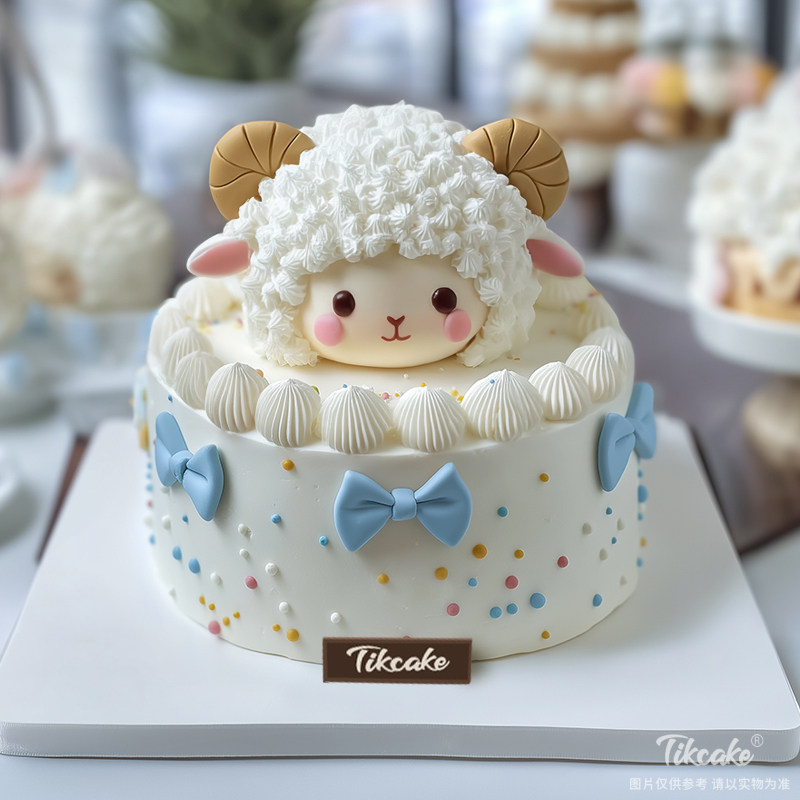 原创十二生肖羊主题翻糖鲜奶蛋糕（十三）