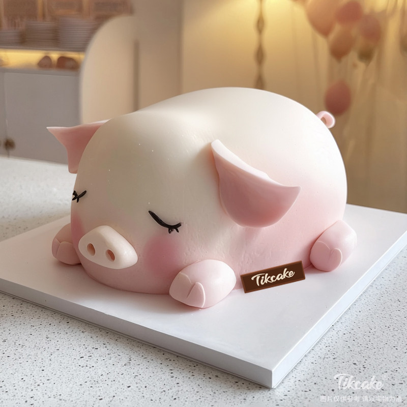 原创十二生肖猪主题翻糖鲜奶蛋糕（九）