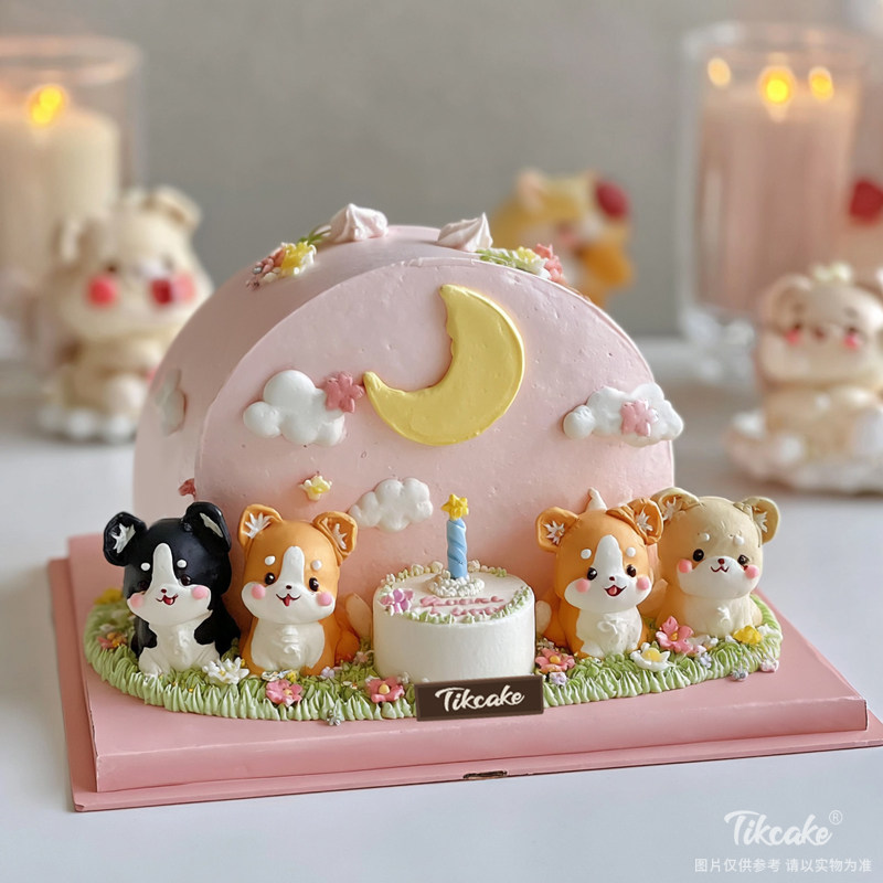 原创可爱小狗主题鲜奶蛋糕（五）