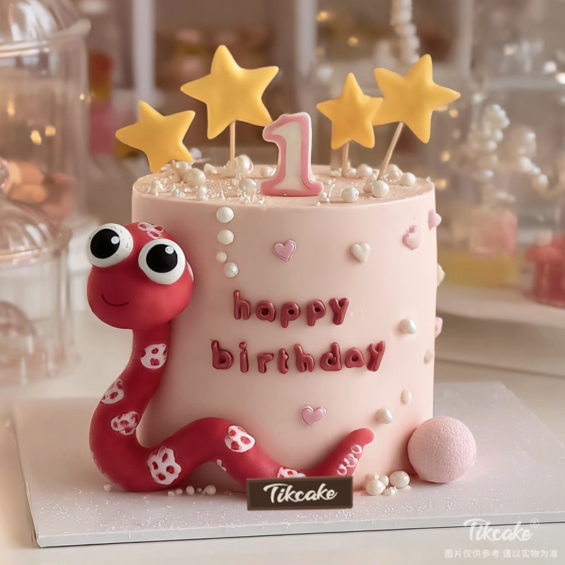 原创十二生肖蛇主题翻糖鲜奶蛋糕（五）