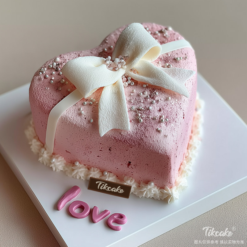 原创仙女风爱心蝴蝶结翻糖鲜奶蛋糕