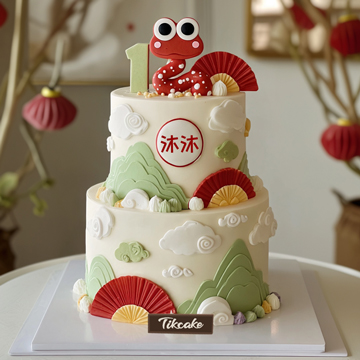 原创宝宝周岁主题双层翻糖鲜奶蛋糕（四）