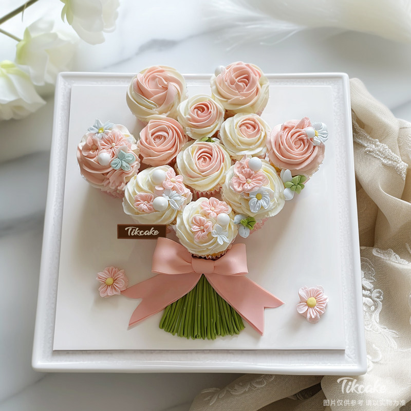 原创“花束”主题翻糖鲜奶蛋糕