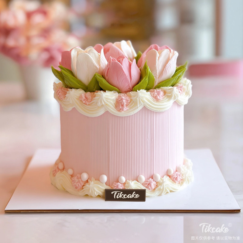 原创“郁金香”主题翻糖鲜奶蛋糕