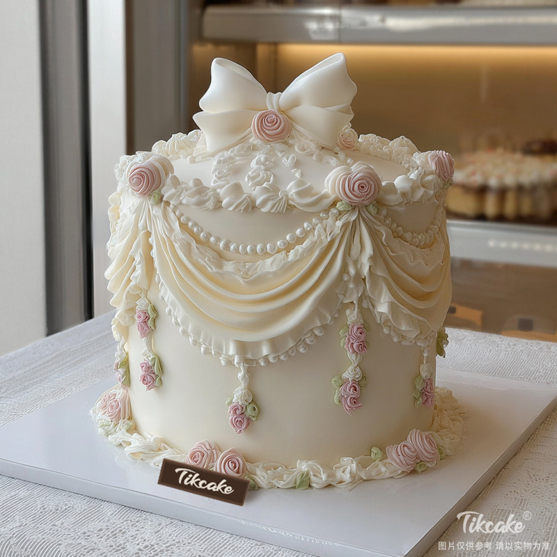 原创宫廷风翻糖鲜奶蛋糕