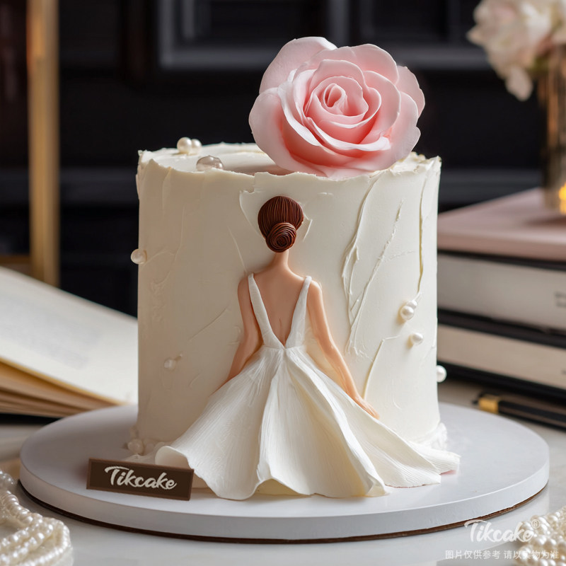 原创“女神”主题翻糖鲜奶蛋糕（四）