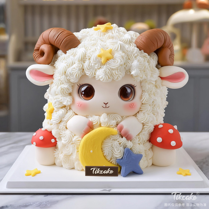 原创白羊座主题翻糖鲜奶蛋糕二十一（3.21-4.19）