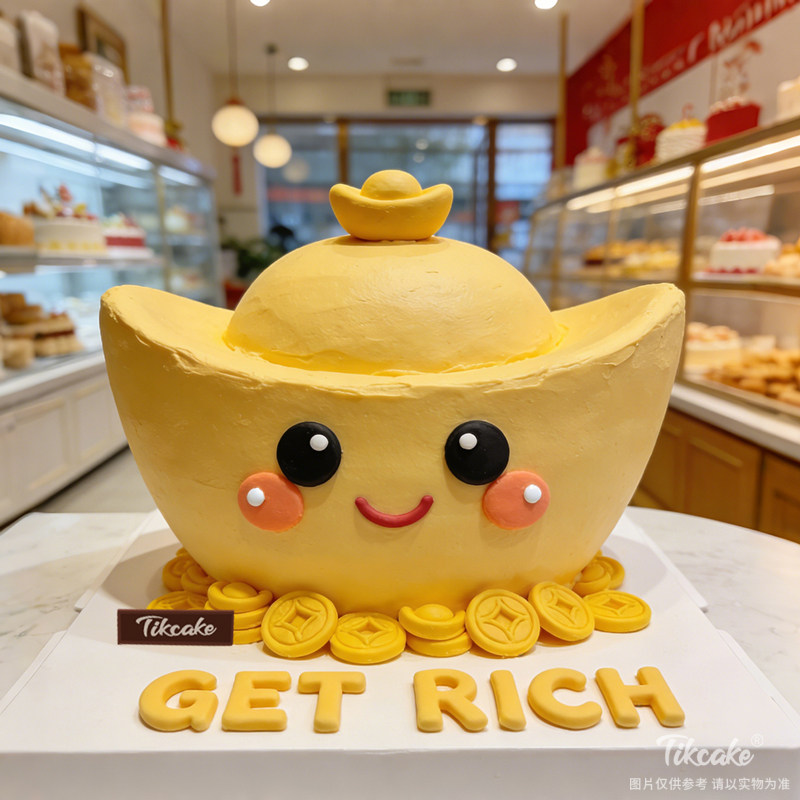 原创“金元宝”主题翻糖鲜奶蛋糕（二）